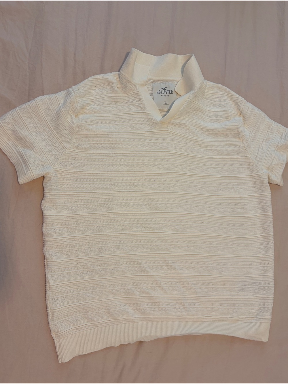 Men’s Hollister Cream Short Sleeve Knit Polo